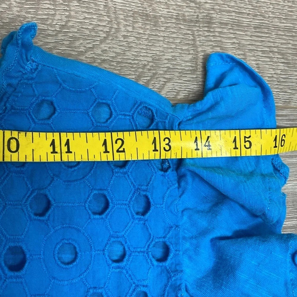 Loft Outlet Flutter Sleeve Eyelet Tie Back Blue Top M - Picture 4 of 12